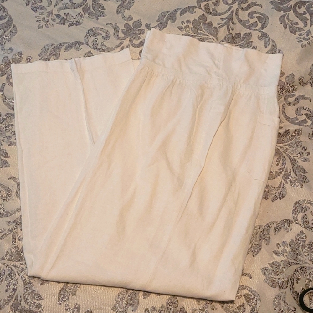 Old Navy White Linen Yoga band pants